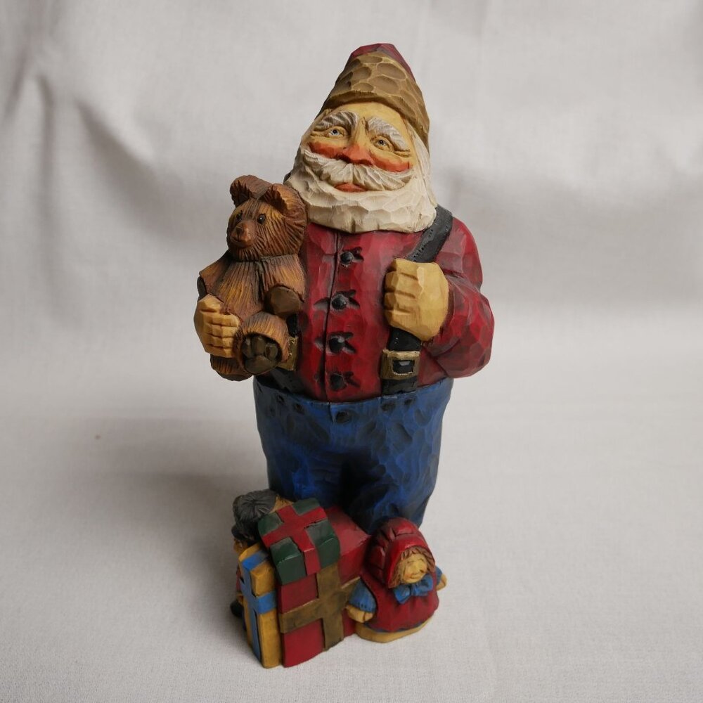 Handcrafted Santa Claus Figurine With Teddy Bear & Gifts by Craig Kirkwood Rare